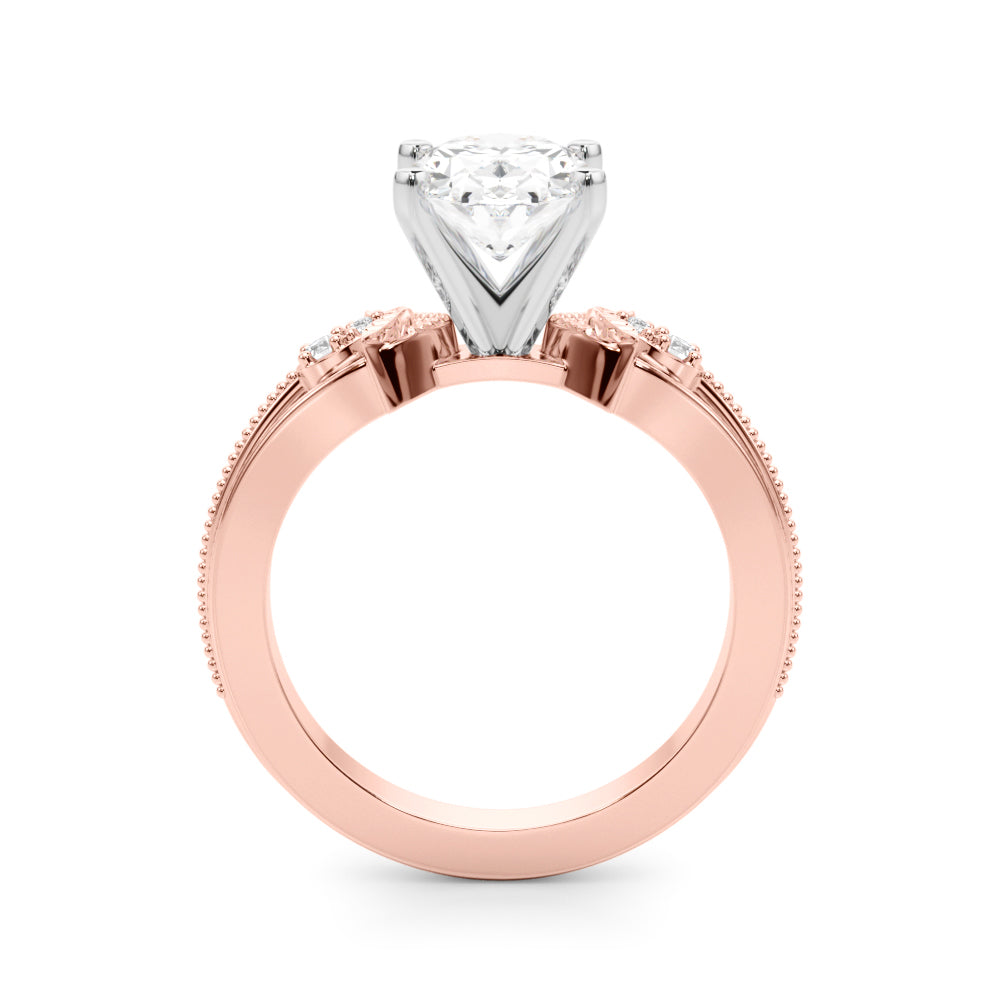 Devoted Center Oval Diamond Engagement Ring — 9K/18K Gold & Platinum