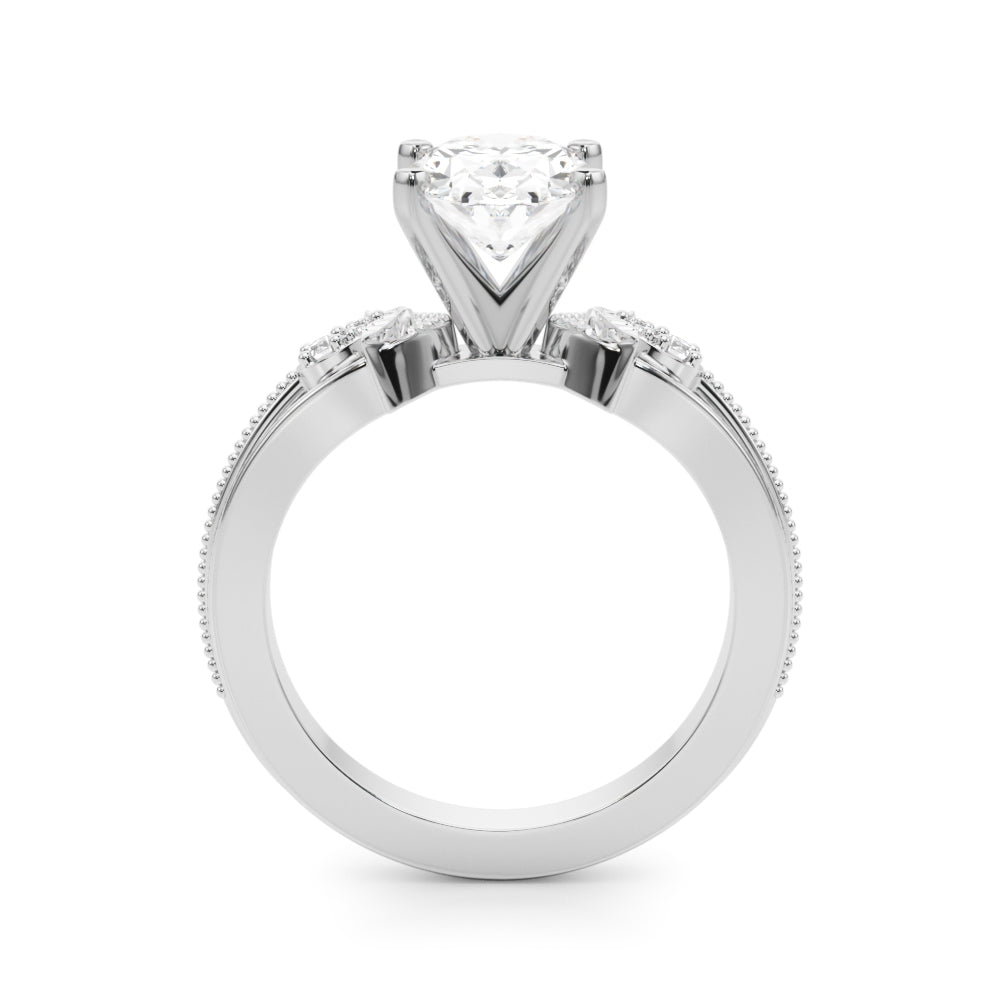 Devoted Center Oval Diamond Engagement Ring — 9K/18K Gold & Platinum