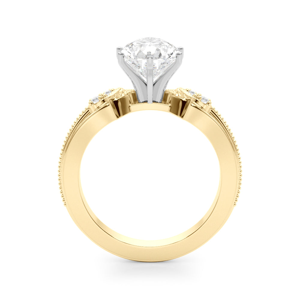 Devoted Center Oval Diamond Engagement Ring — 9K/18K Gold & Platinum