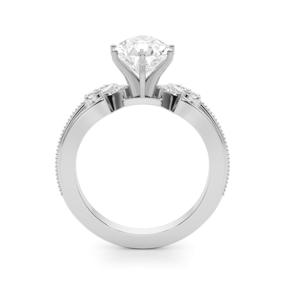 Devoted Center Oval Diamond Engagement Ring — 9K/18K Gold & Platinum