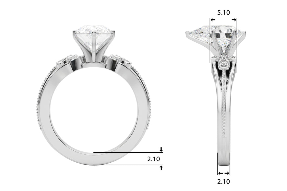 Devoted Center Oval Diamond Engagement Ring — 9K/18K Gold & Platinum