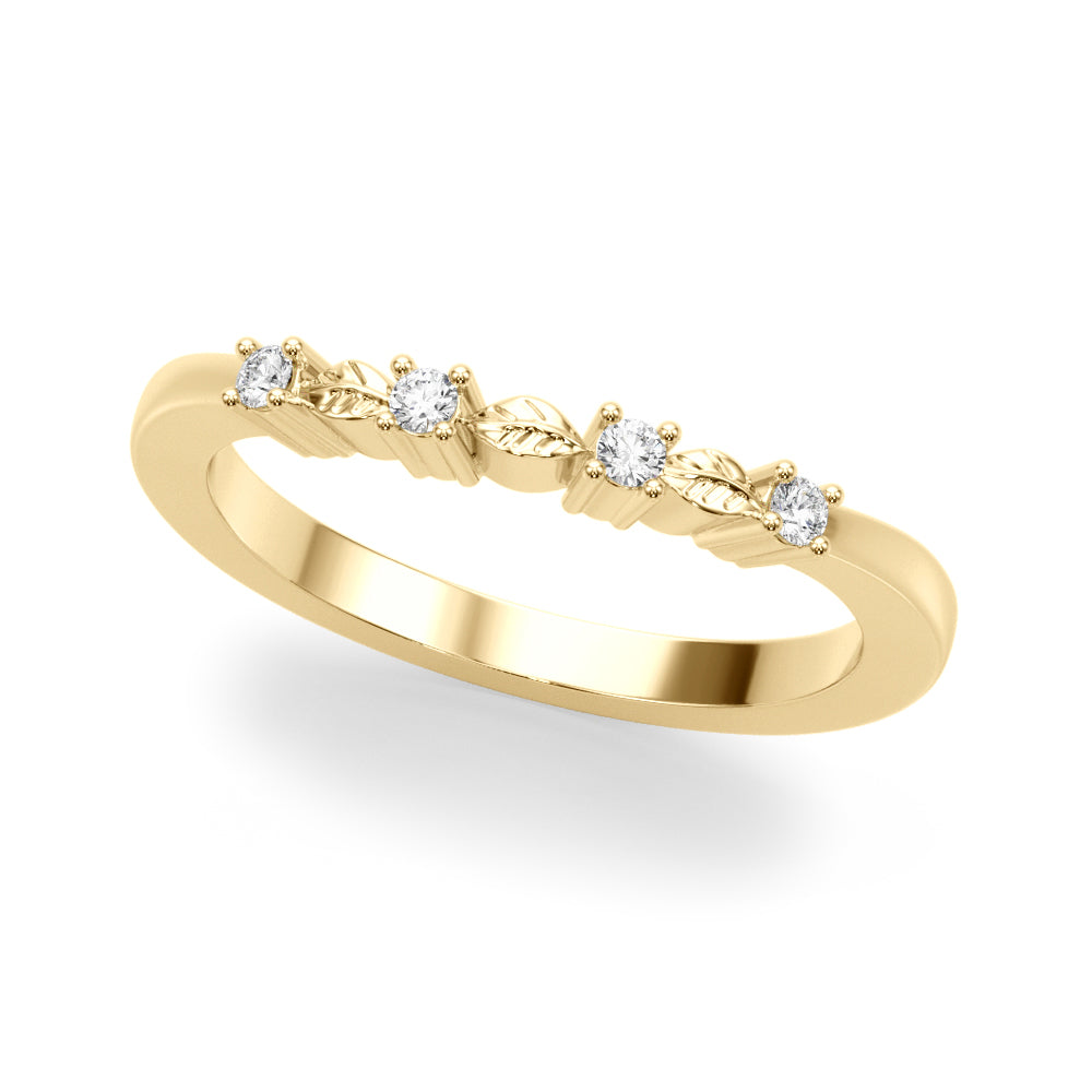 Accented Leaf Half Eternity Ring in Gold & Platinum