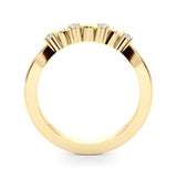 Accented Leaf Half Eternity Ring in Gold & Platinum