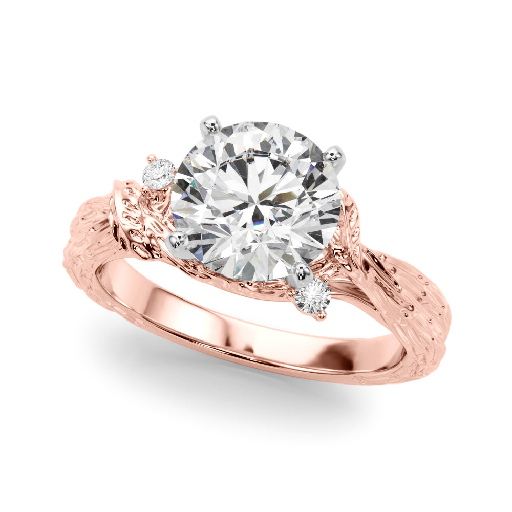 Adored Sidestone Round Diamond Engagement Ring — 9K/18K Gold & Platinum