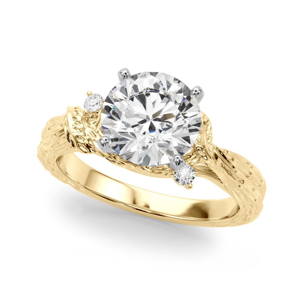 Adored Sidestone Round Diamond Engagement Ring — 9K/18K Gold & Platinum