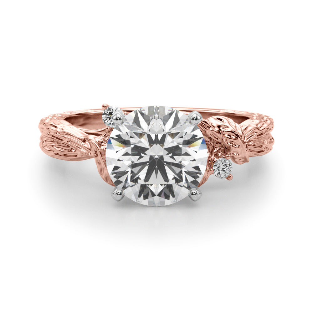 Adored Sidestone Round Diamond Engagement Ring — 9K/18K Gold & Platinum