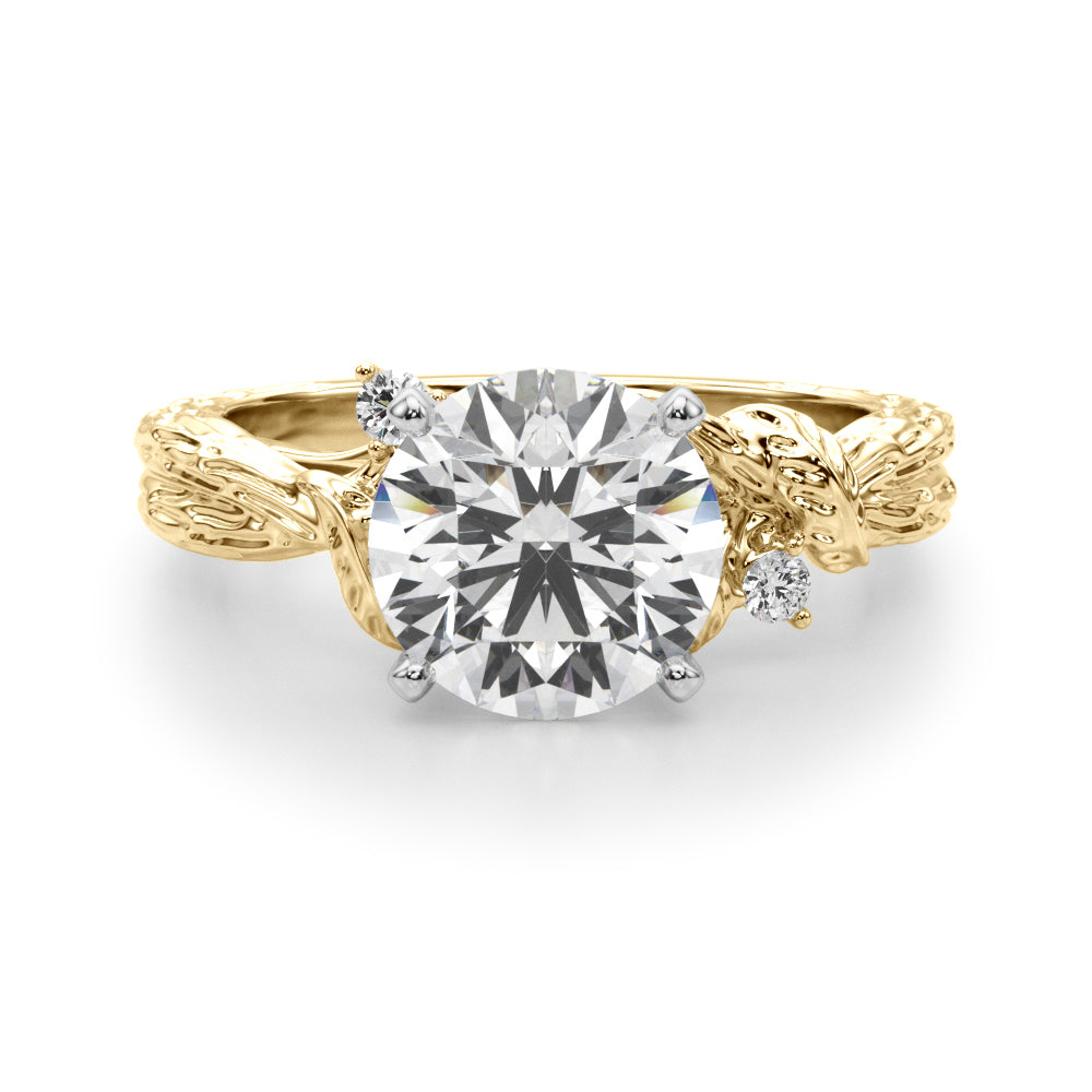 Adored Sidestone Round Diamond Engagement Ring — 9K/18K Gold & Platinum