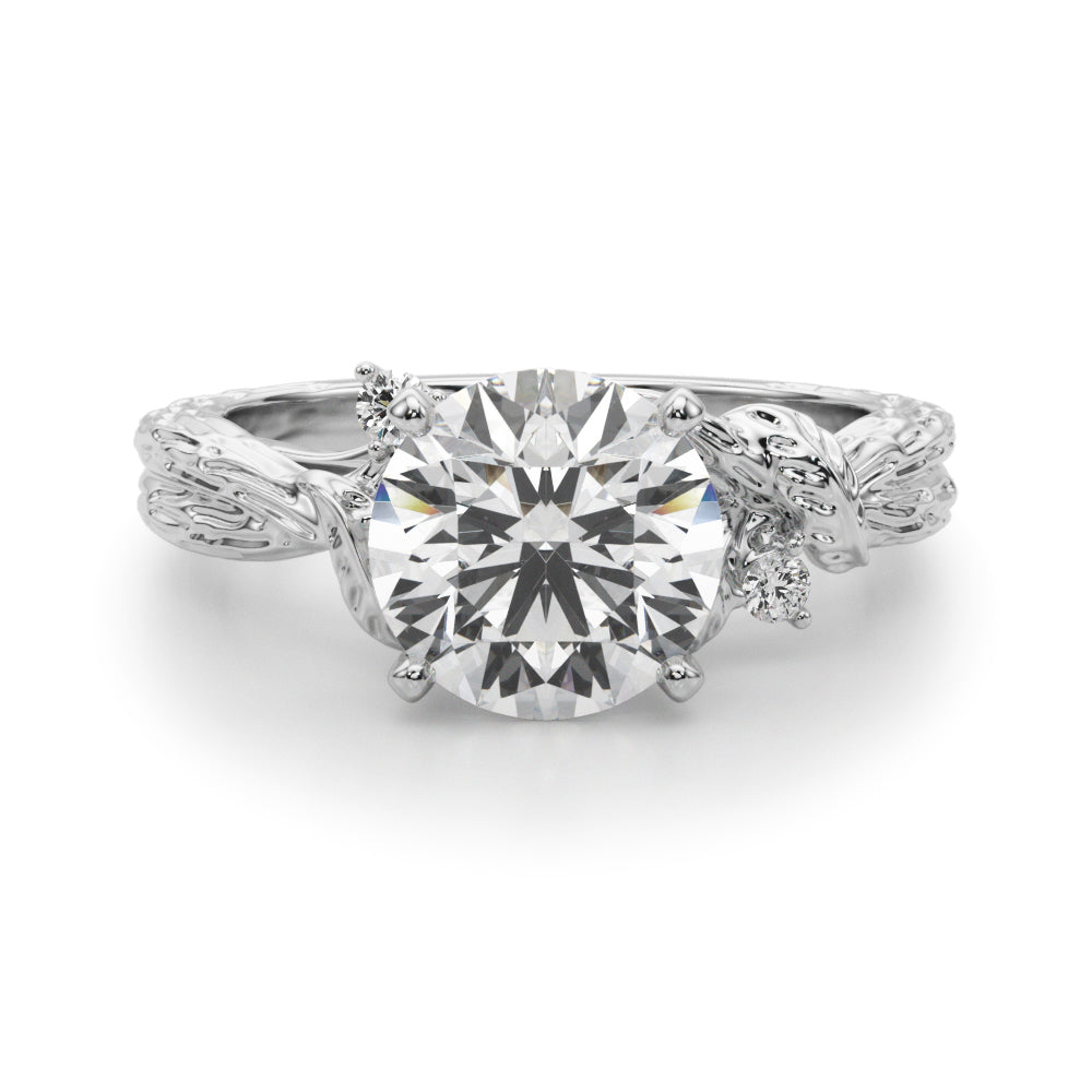 Adored Sidestone Round Diamond Engagement Ring — 9K/18K Gold & Platinum