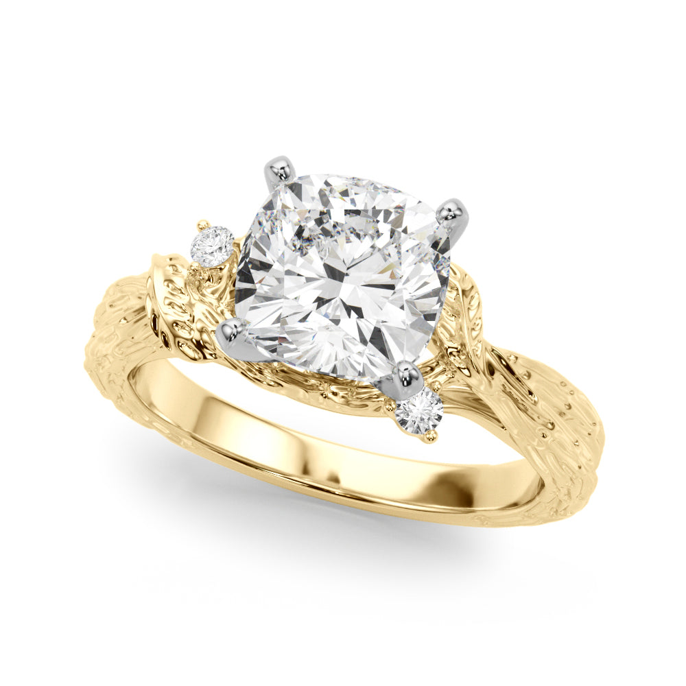 Adored Sidestone Round Diamond Engagement Ring — 9K/18K Gold & Platinum