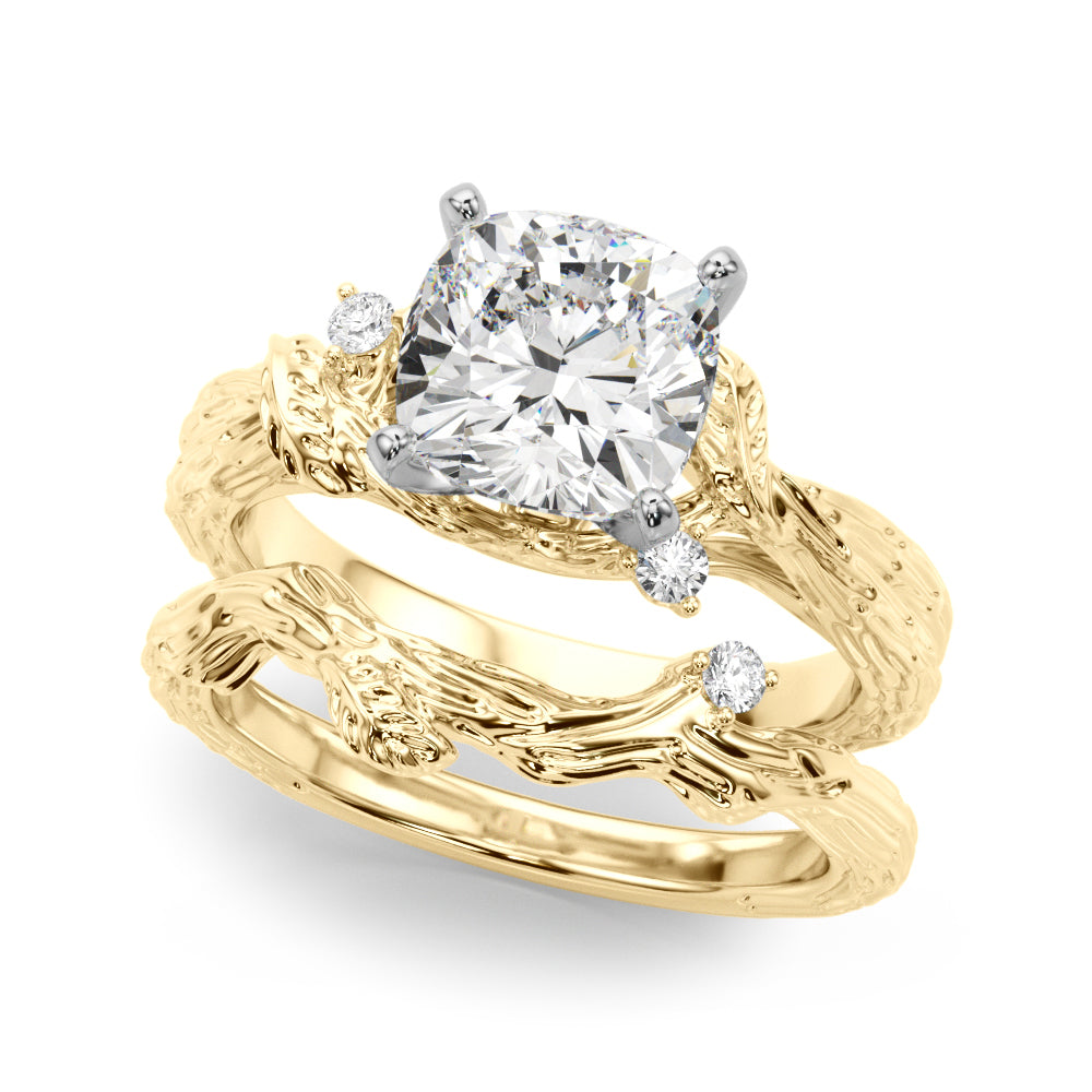 Adored Sidestone Round Diamond Engagement Ring — 9K/18K Gold & Platinum