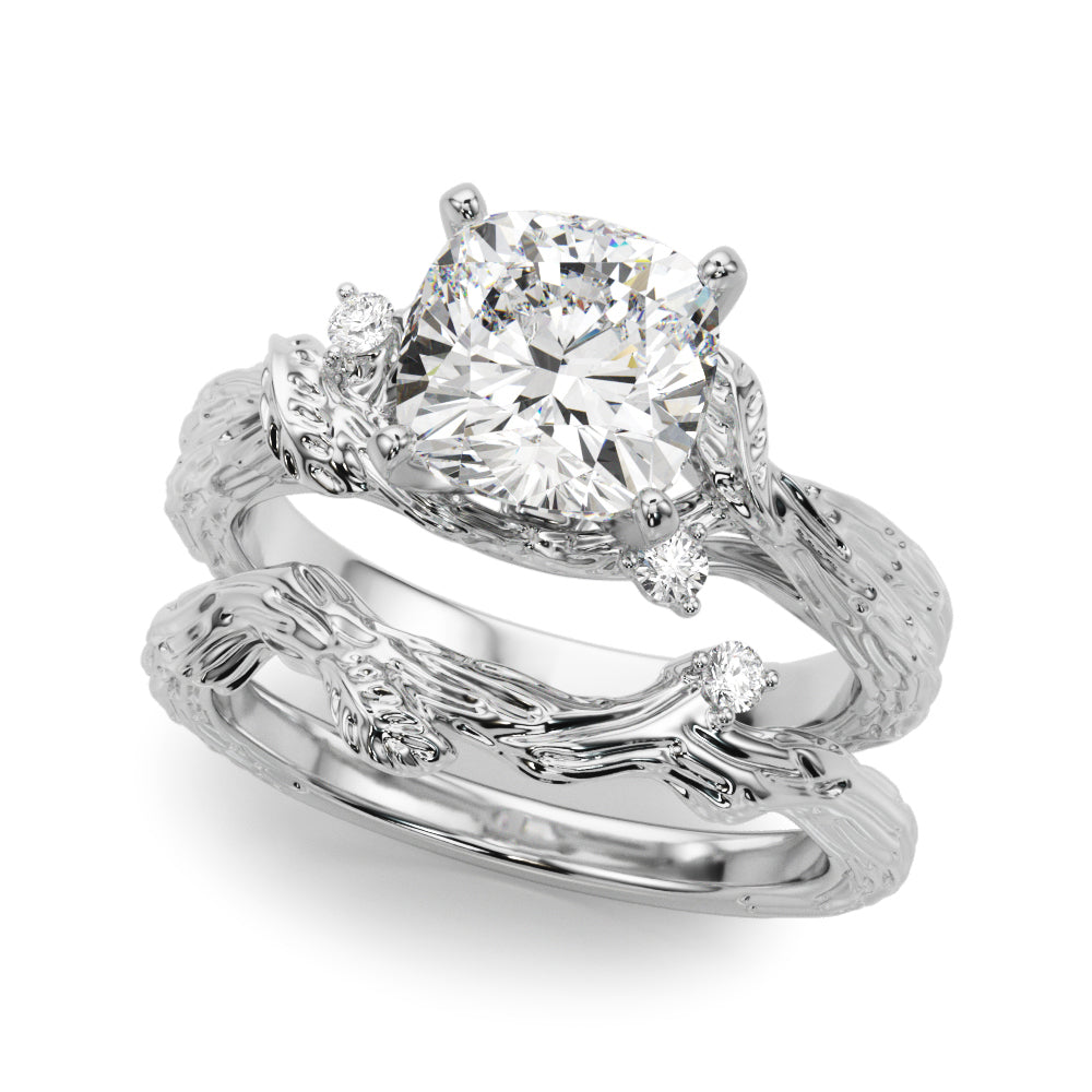Adored Sidestone Round Diamond Engagement Ring — 9K/18K Gold & Platinum
