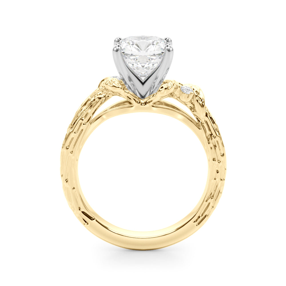 Adored Sidestone Round Diamond Engagement Ring — 9K/18K Gold & Platinum