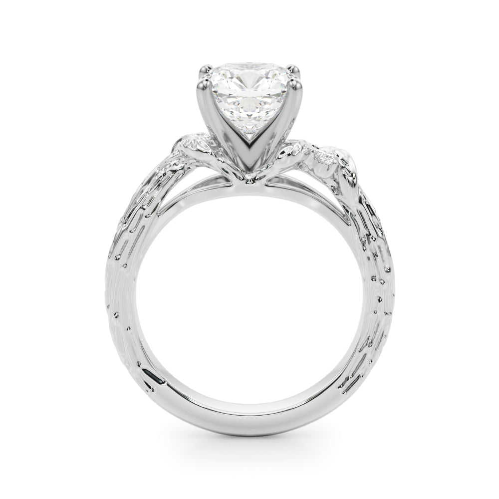 Adored Sidestone Round Diamond Engagement Ring — 9K/18K Gold & Platinum