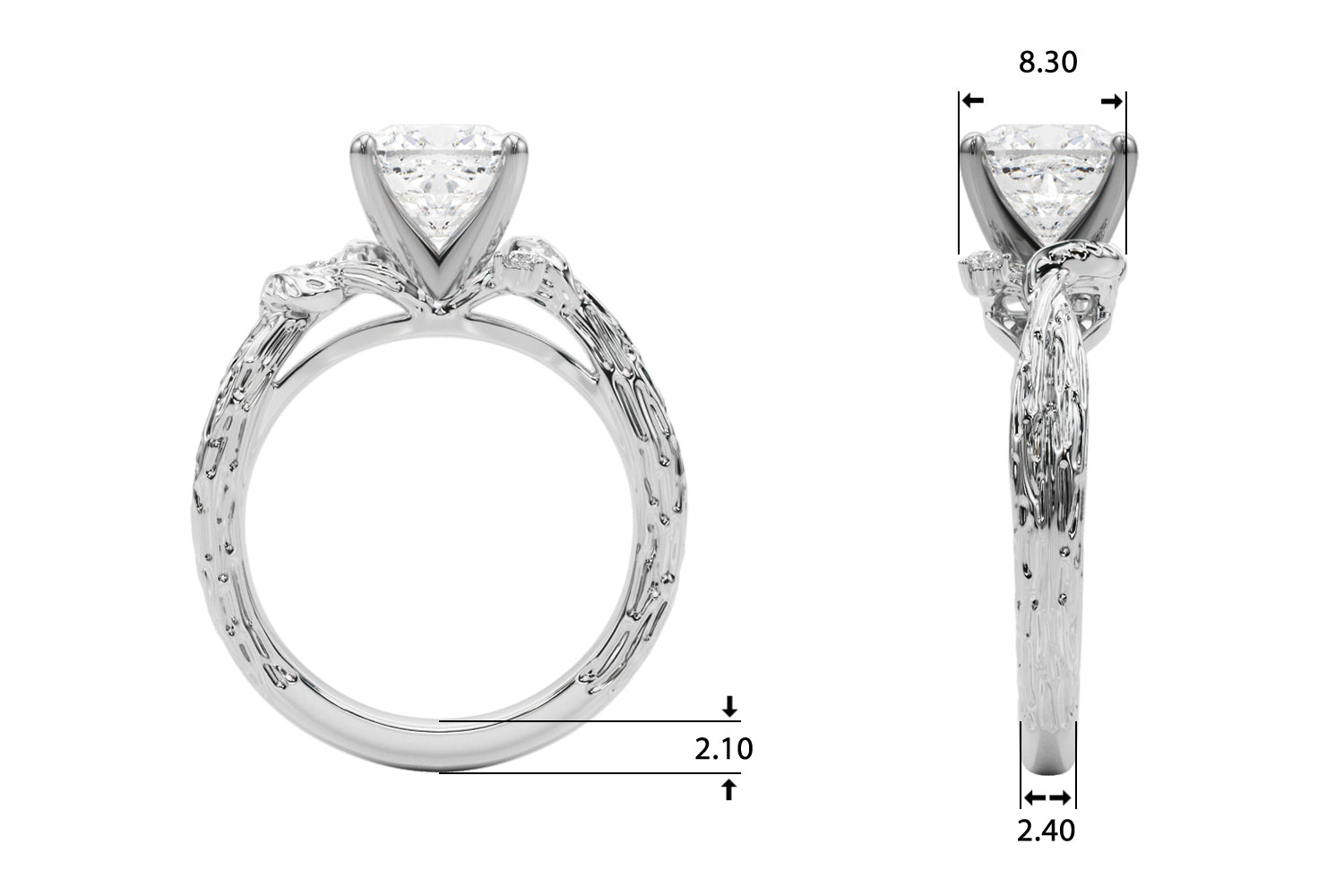 Adored Sidestone Round Diamond Engagement Ring — 9K/18K Gold & Platinum