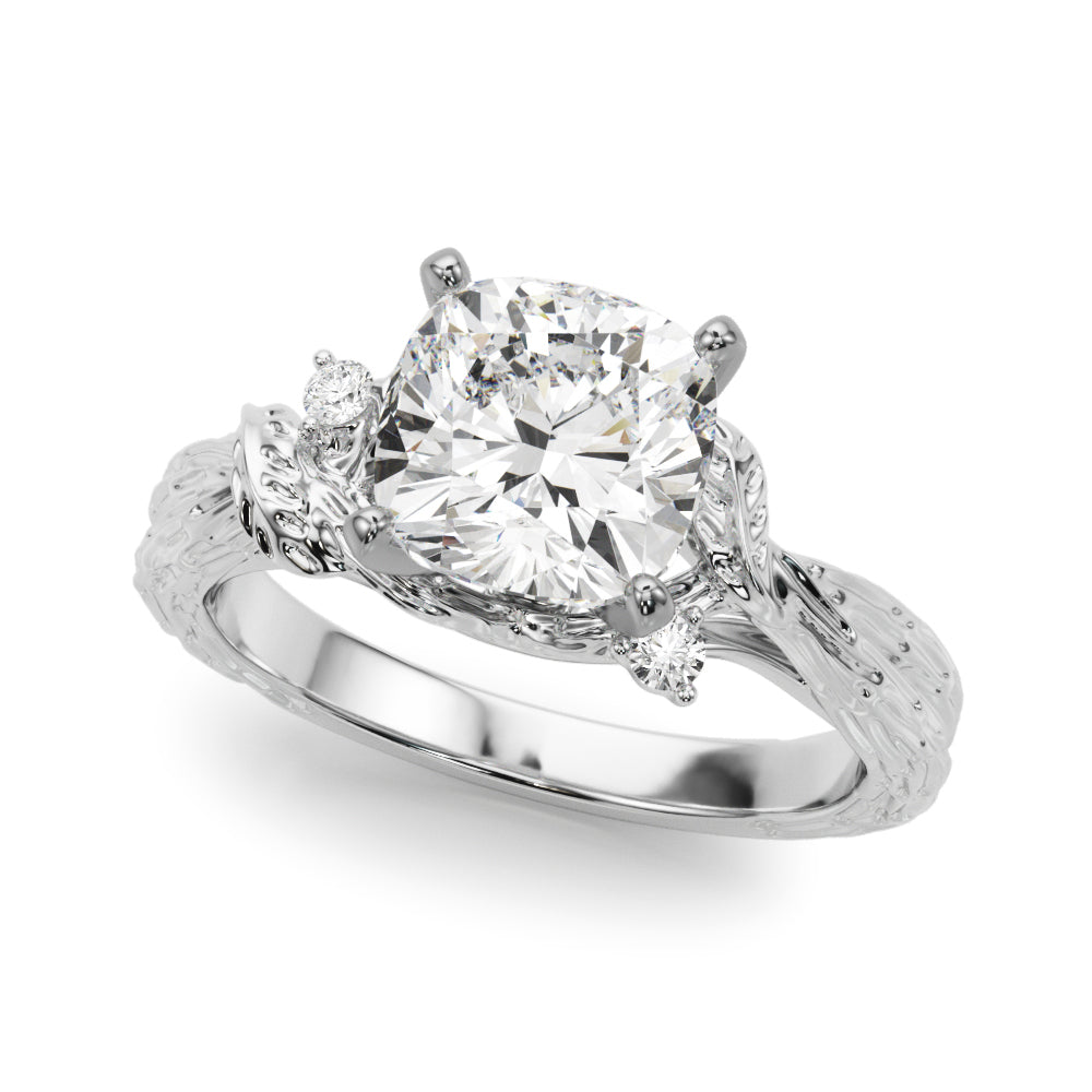 Adored Sidestone Round Diamond Engagement Ring — 9K/18K Gold & Platinum