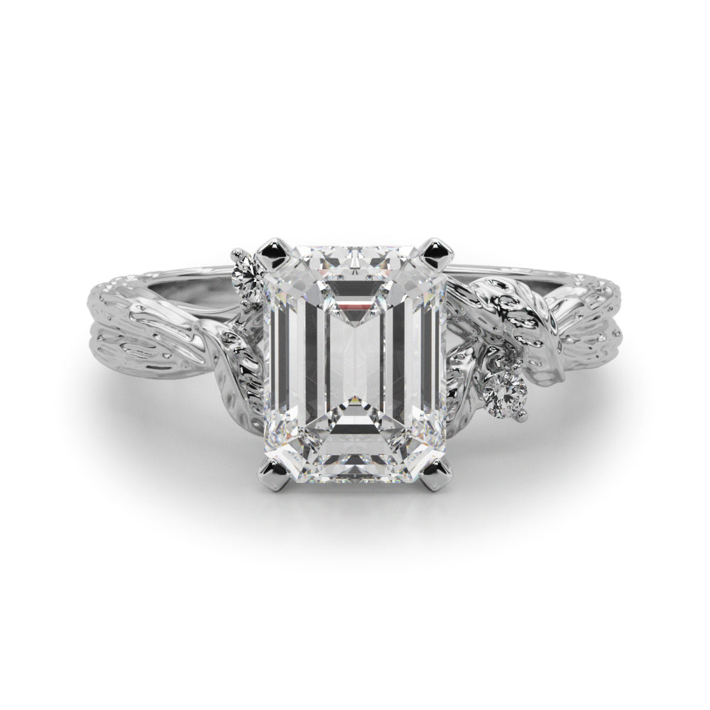 Adored Sidestone Round Diamond Engagement Ring — 9K/18K Gold & Platinum