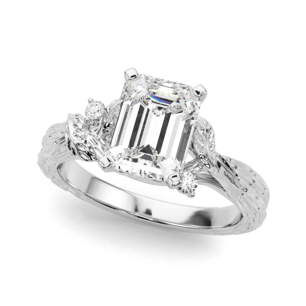 Adored Sidestone Round Diamond Engagement Ring — 9K/18K Gold & Platinum