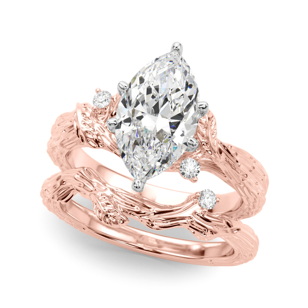 Adored Sidestone Round Diamond Engagement Ring — 9K/18K Gold & Platinum