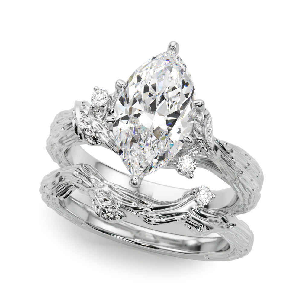 Adored Sidestone Round Diamond Engagement Ring — 9K/18K Gold & Platinum