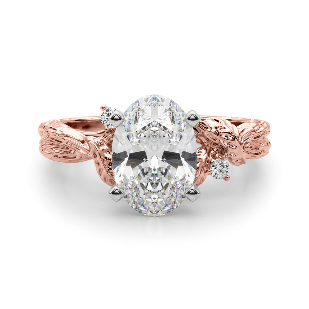 Adored Sidestone Round Diamond Engagement Ring — 9K/18K Gold & Platinum