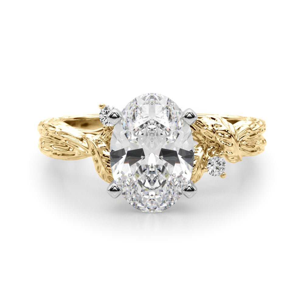 Adored Sidestone Round Diamond Engagement Ring — 9K/18K Gold & Platinum