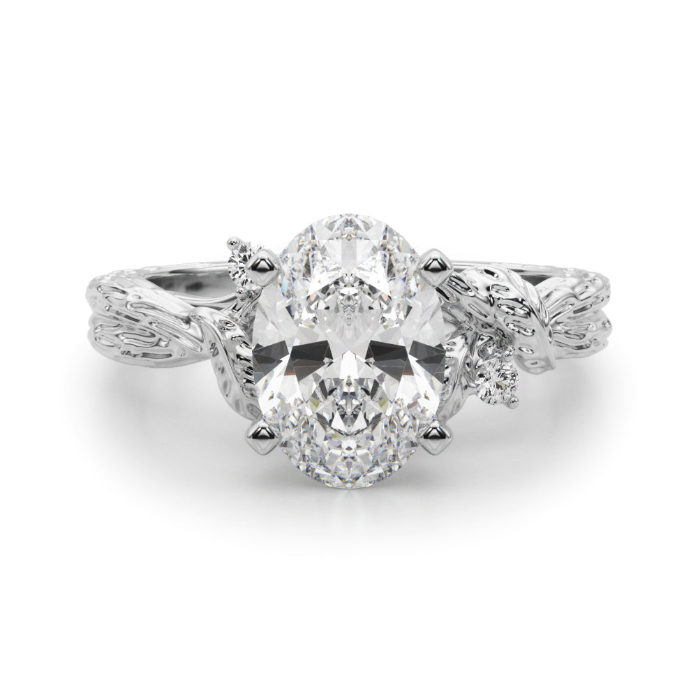 Adored Sidestone Round Diamond Engagement Ring — 9K/18K Gold & Platinum