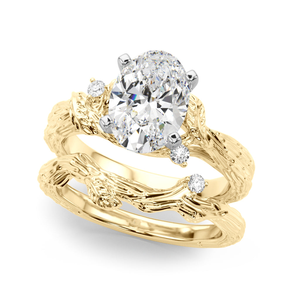 Adored Sidestone Round Diamond Engagement Ring — 9K/18K Gold & Platinum