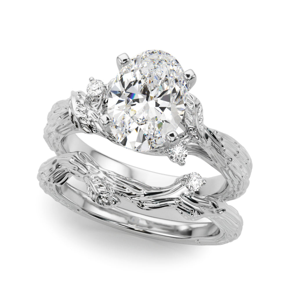 Adored Sidestone Round Diamond Engagement Ring — 9K/18K Gold & Platinum