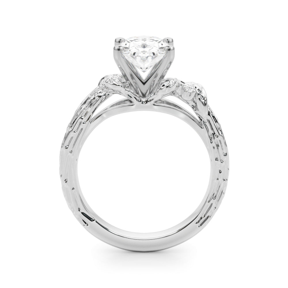 Adored Sidestone Round Diamond Engagement Ring — 9K/18K Gold & Platinum