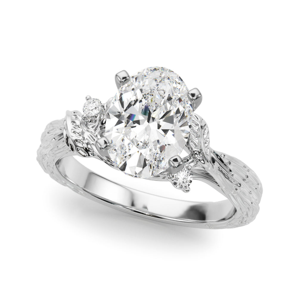 Adored Sidestone Round Diamond Engagement Ring — 9K/18K Gold & Platinum