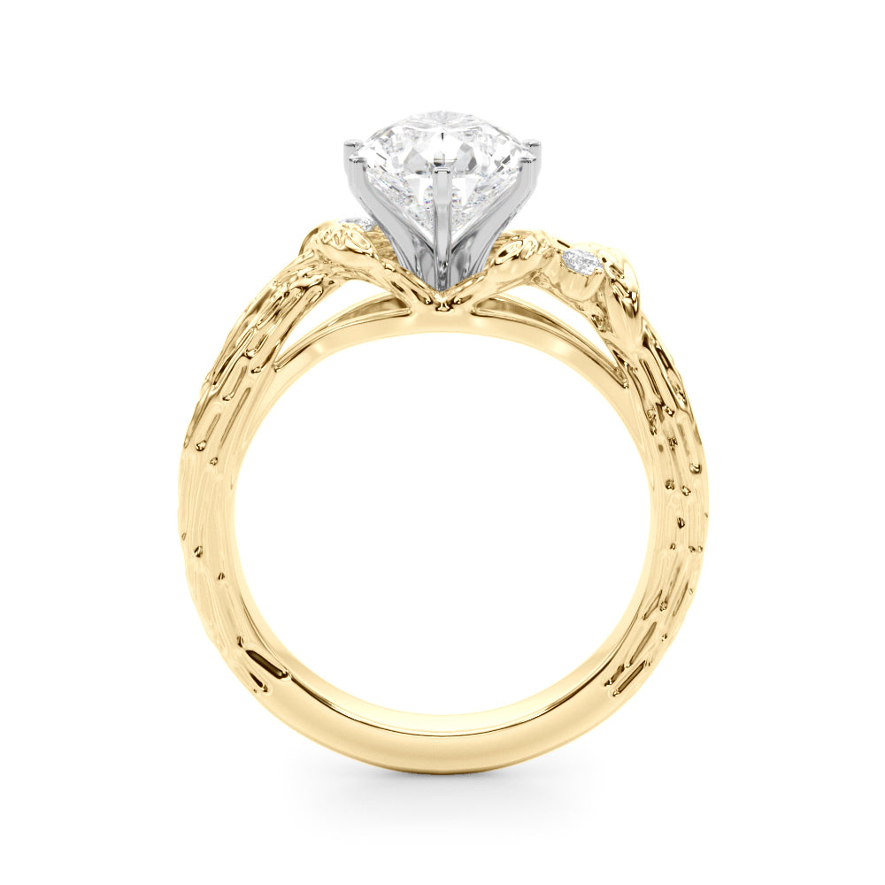 Adored Sidestone Round Diamond Engagement Ring — 9K/18K Gold & Platinum