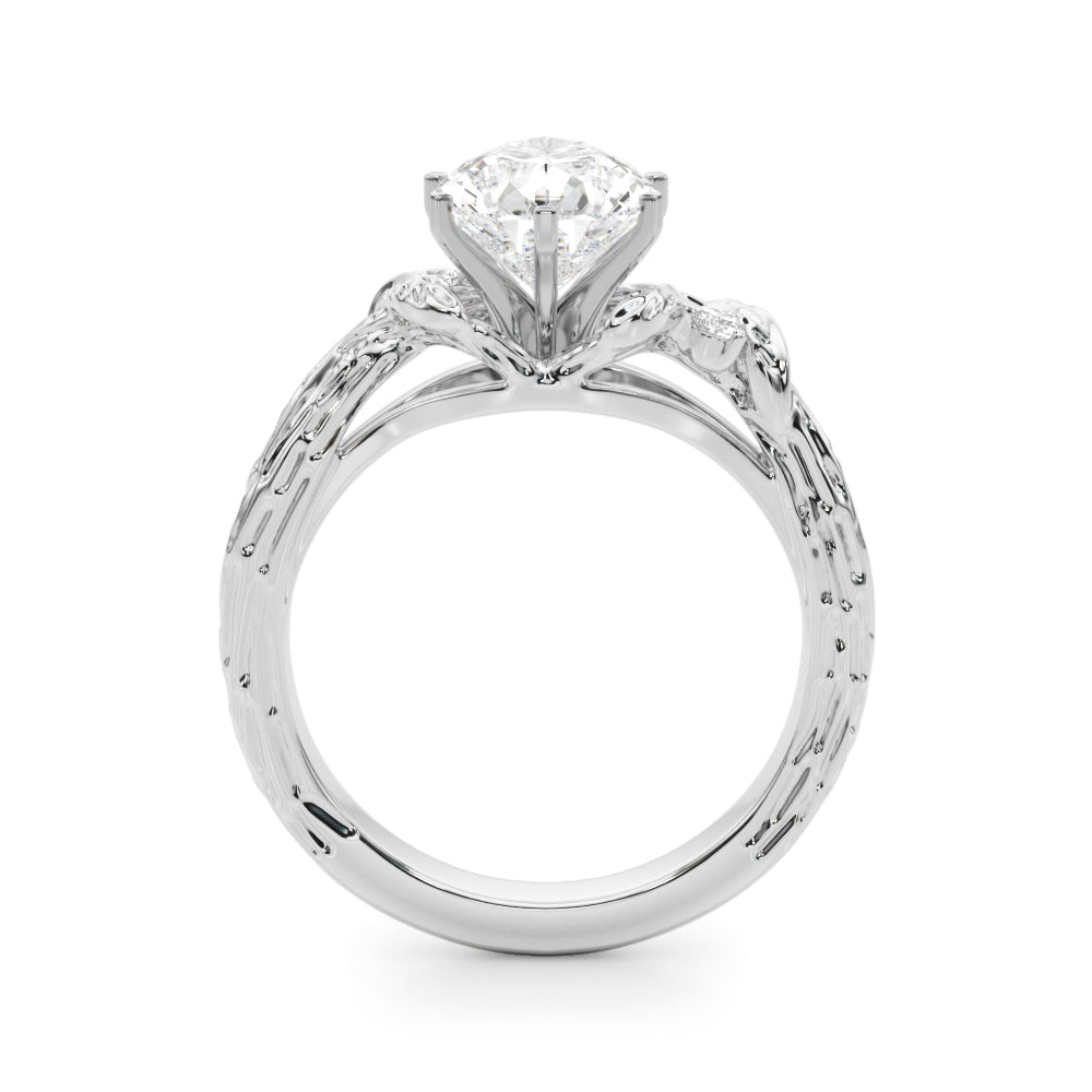 Adored Sidestone Round Diamond Engagement Ring — 9K/18K Gold & Platinum
