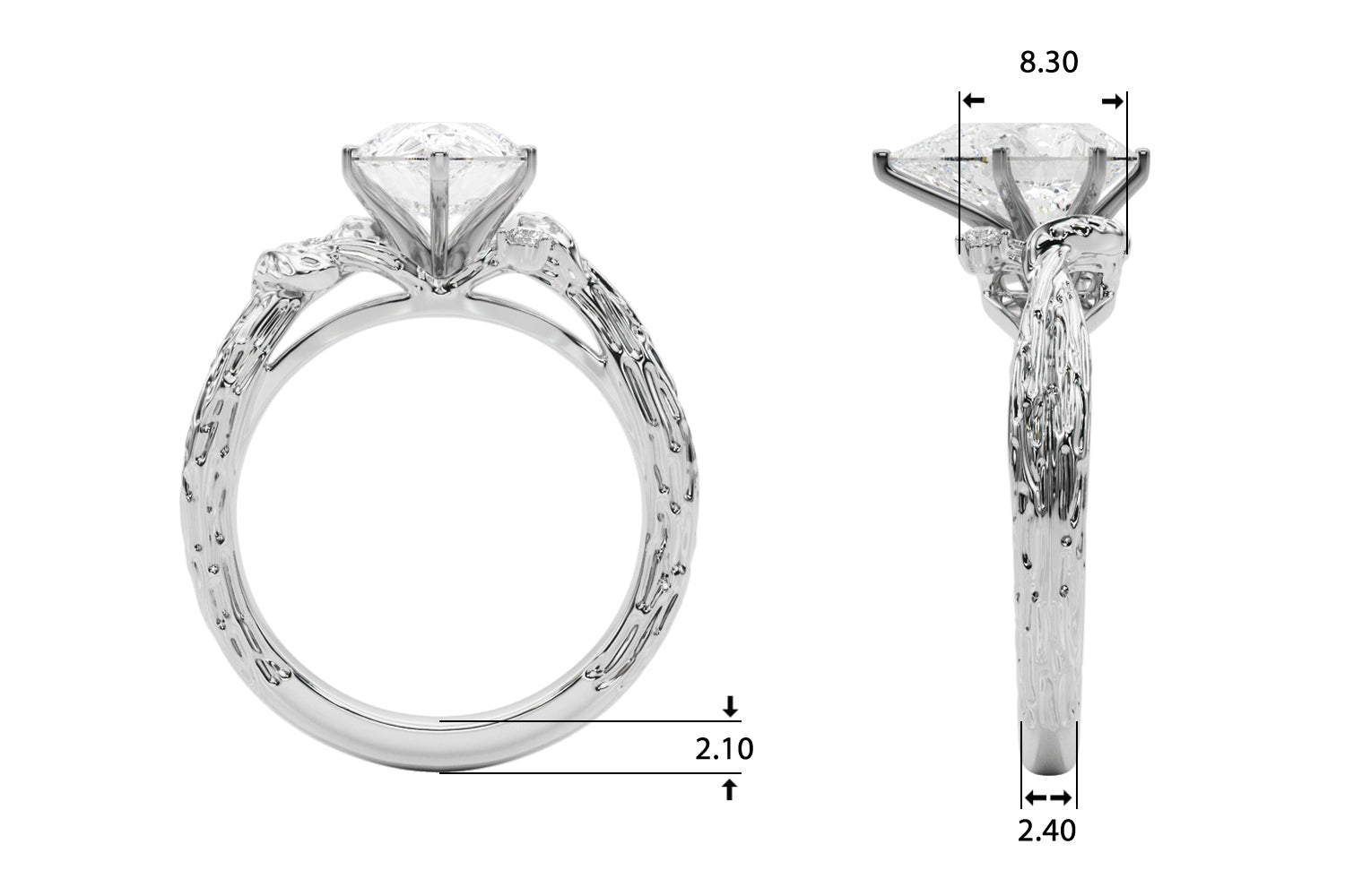 Adored Sidestone Round Diamond Engagement Ring — 9K/18K Gold & Platinum