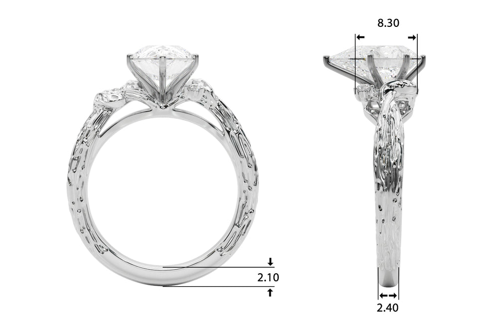 Adored Sidestone Round Diamond Engagement Ring — 9K/18K Gold & Platinum