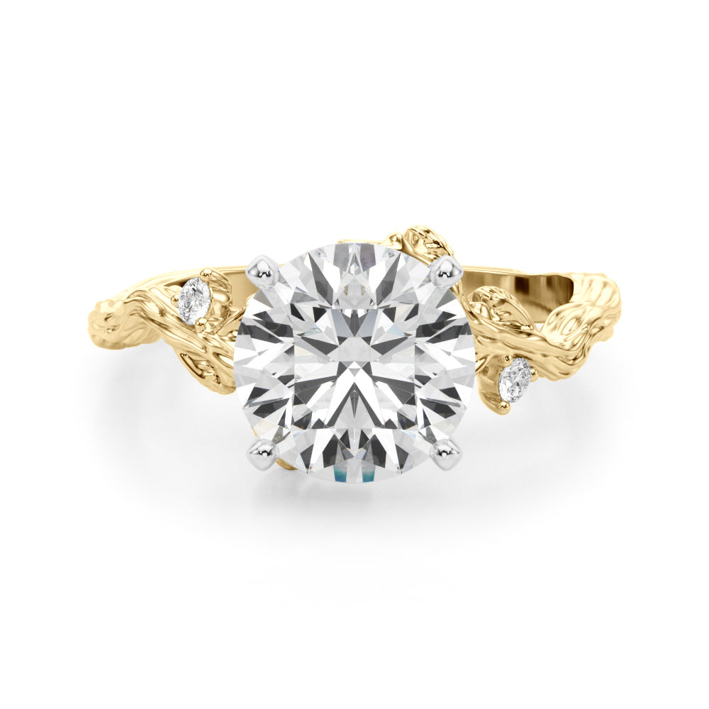 Resplendent Center Round Diamond Engagement Ring — 9K/18K Gold & Platinum