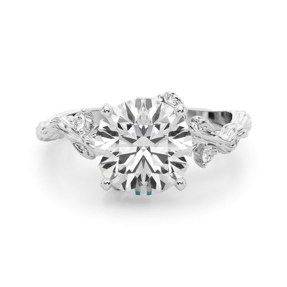Resplendent Center Round Diamond Engagement Ring — 9K/18K Gold & Platinum