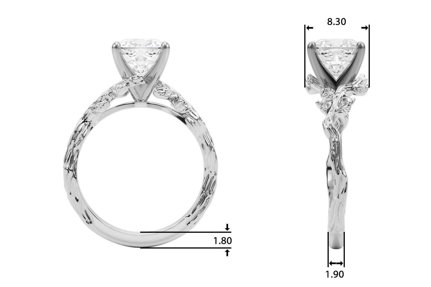 Resplendent Center Round Diamond Engagement Ring — 9K/18K Gold & Platinum
