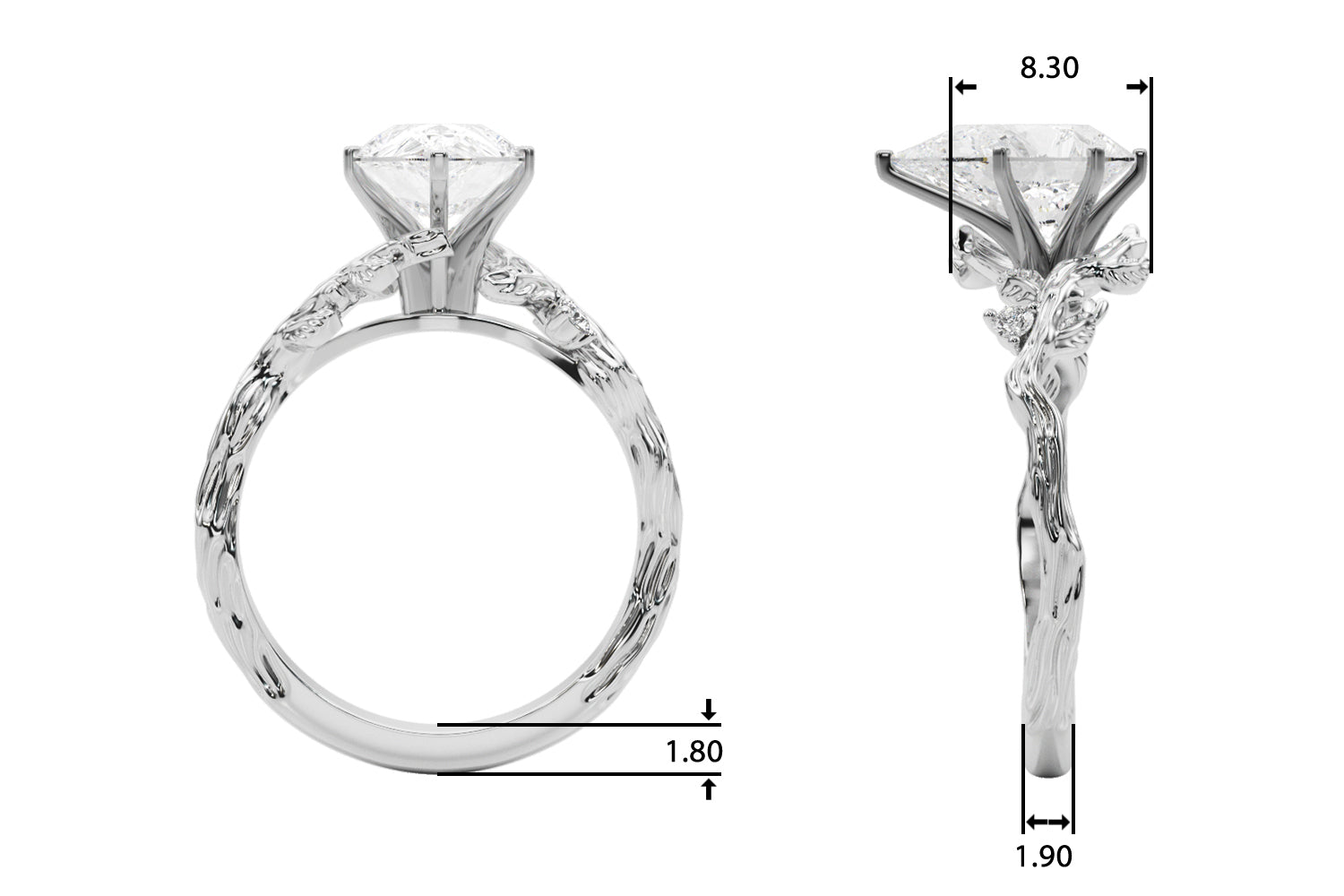 Resplendent Center Round Diamond Engagement Ring — 9K/18K Gold & Platinum