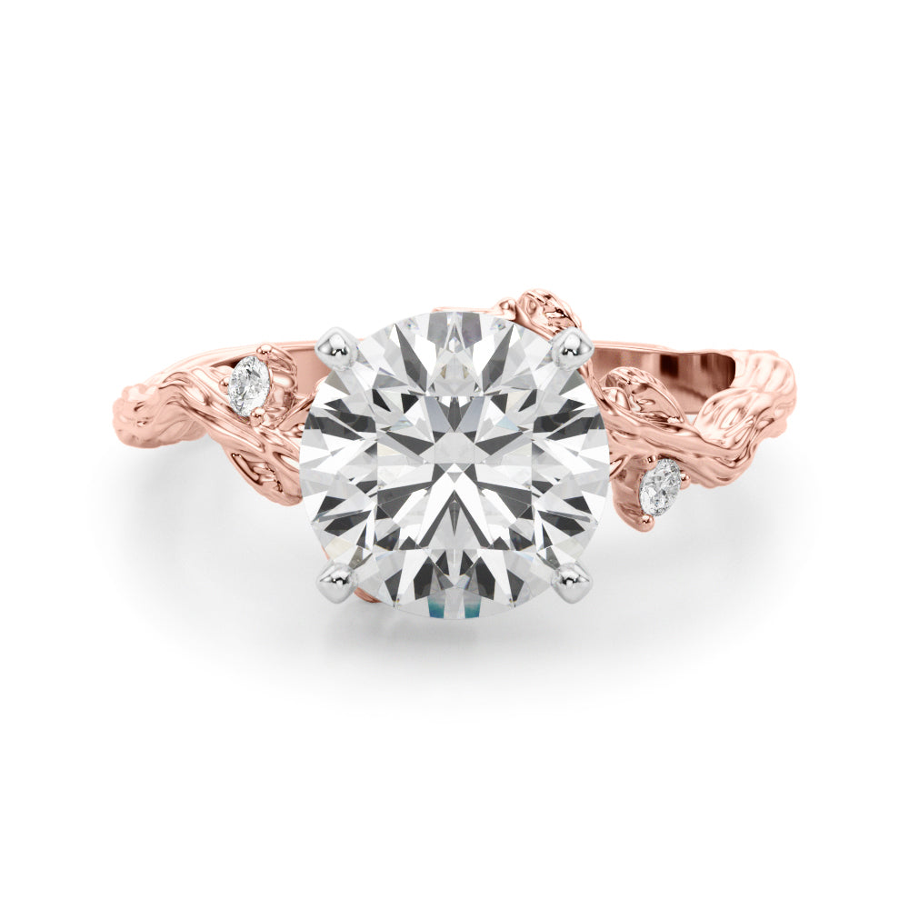 Resplendent Center Round Diamond Engagement Ring — 9K/18K Gold & Platinum