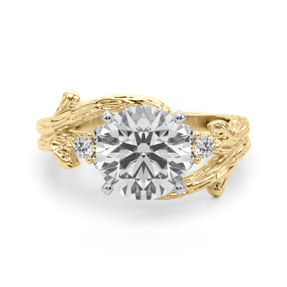 Cherished Center Round Diamond Engagement Ring — 9K/18K Gold & Platinum