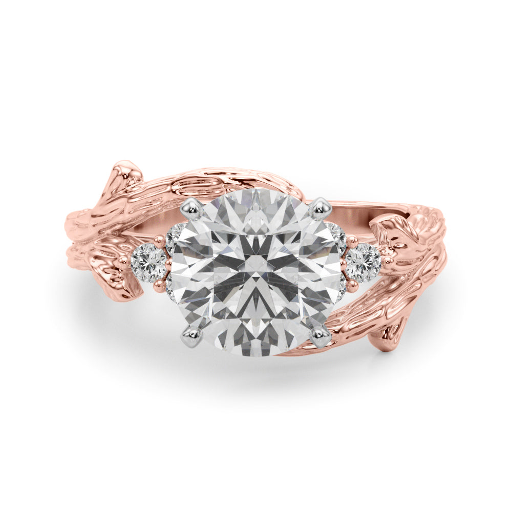 Cherished Center Round Diamond Engagement Ring — 9K/18K Gold & Platinum