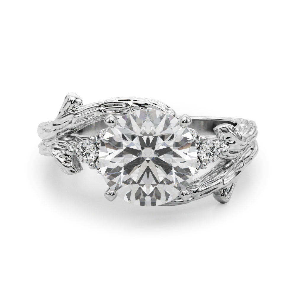 Cherished Center Round Diamond Engagement Ring — 9K/18K Gold & Platinum