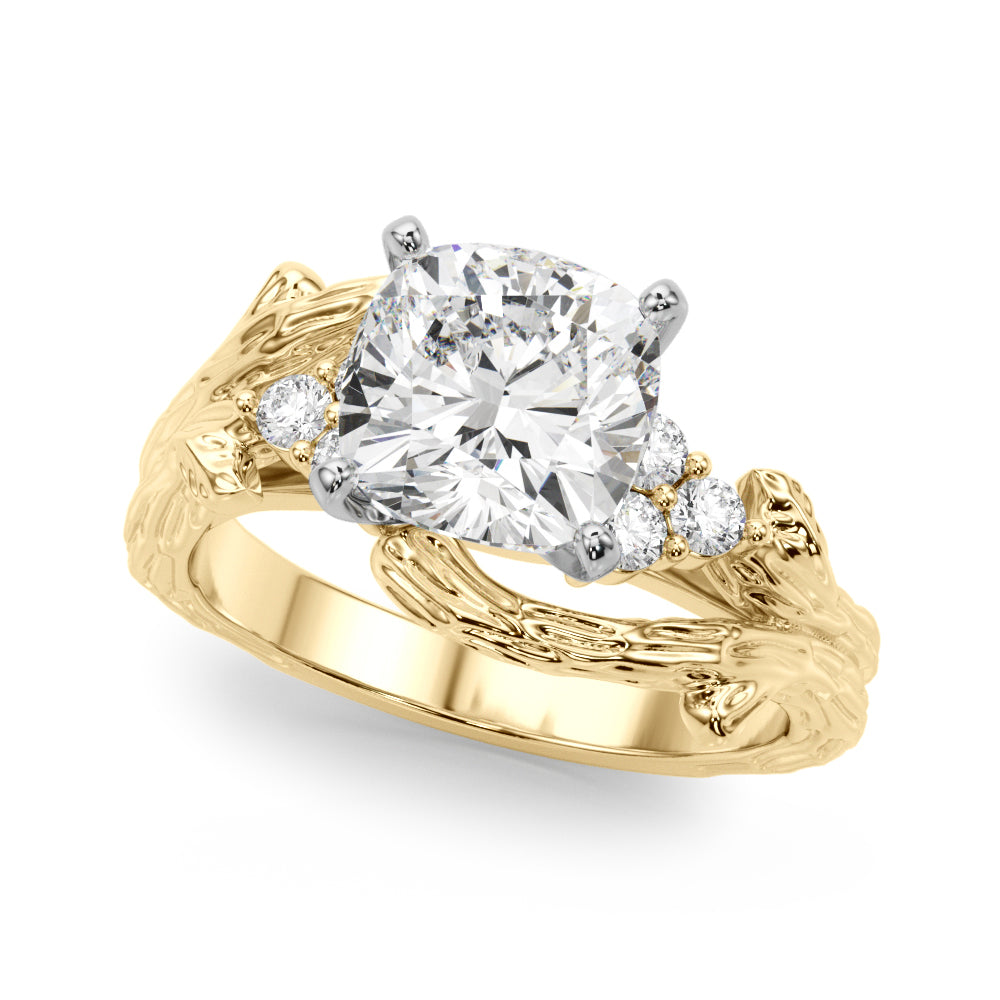 Cherished Center Round Diamond Engagement Ring — 9K/18K Gold & Platinum