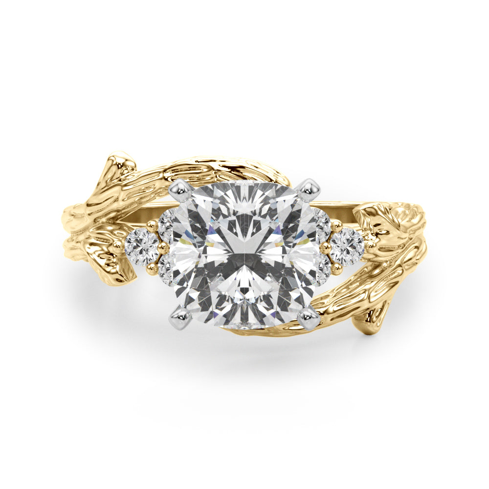 Cherished Center Round Diamond Engagement Ring — 9K/18K Gold & Platinum