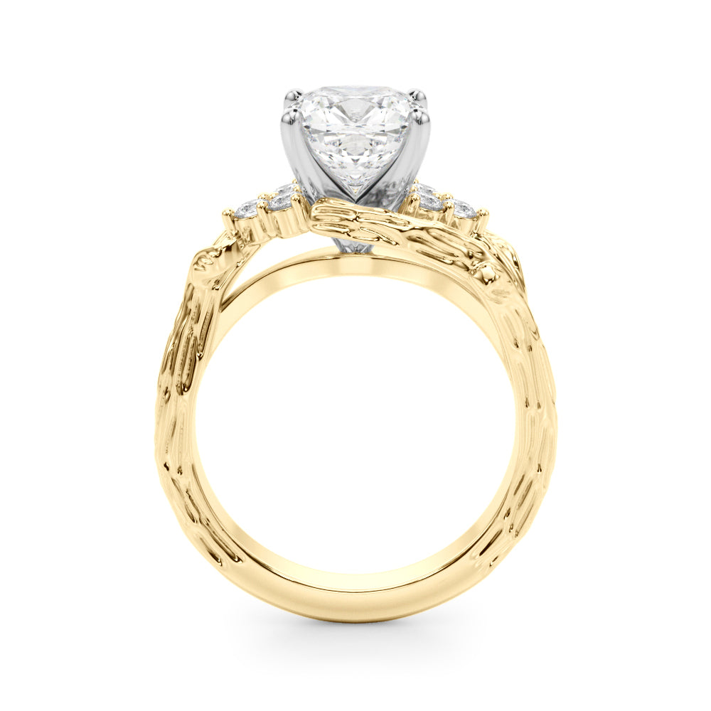 Cherished Center Round Diamond Engagement Ring — 9K/18K Gold & Platinum