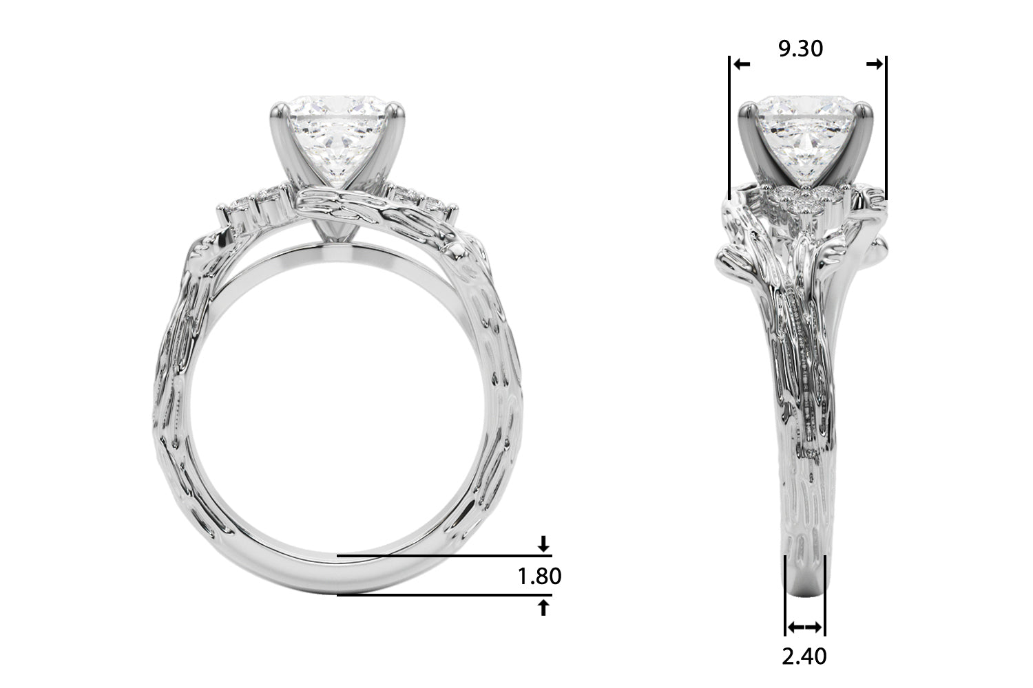 Cherished Center Round Diamond Engagement Ring — 9K/18K Gold & Platinum