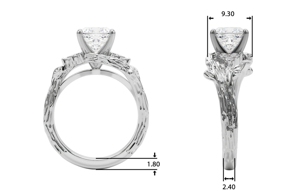 Cherished Center Round Diamond Engagement Ring — 9K/18K Gold & Platinum