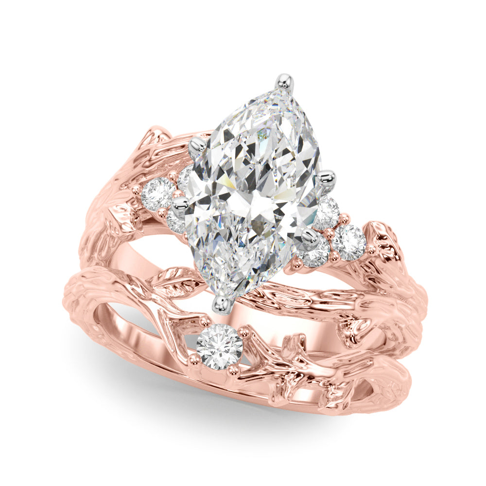 Cherished Center Round Diamond Engagement Ring — 9K/18K Gold & Platinum
