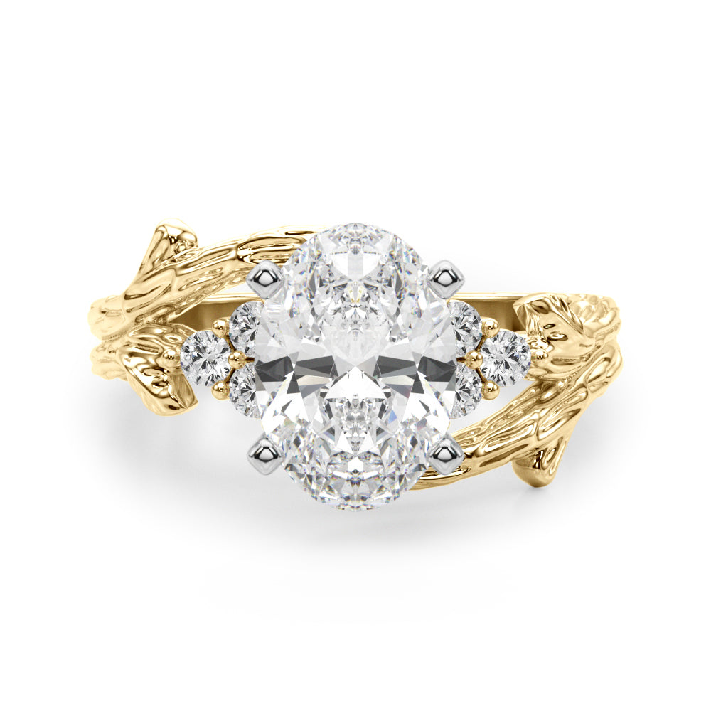 Cherished Center Round Diamond Engagement Ring — 9K/18K Gold & Platinum