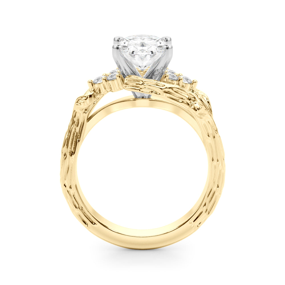 Cherished Center Round Diamond Engagement Ring — 9K/18K Gold & Platinum